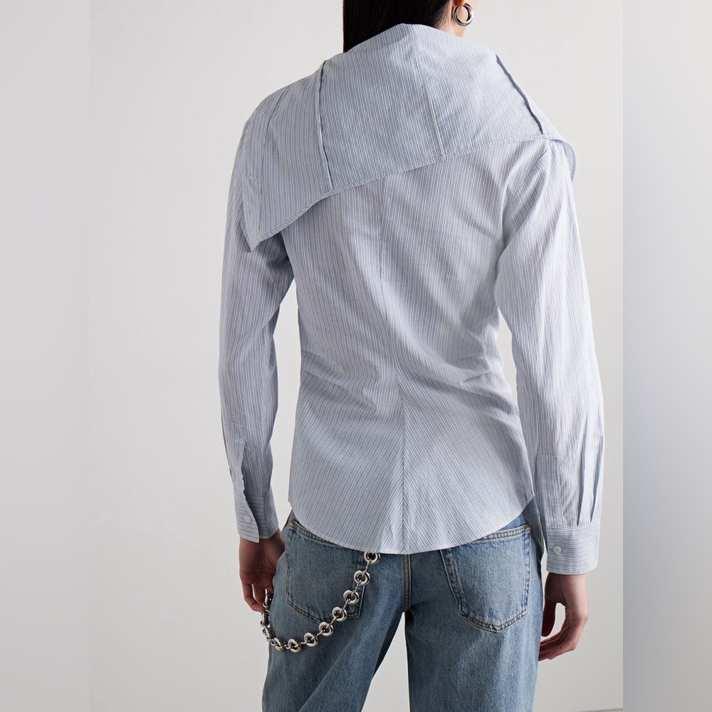 Acne blue and white striped asymmetric button-down shirt - Picture 5 of 9